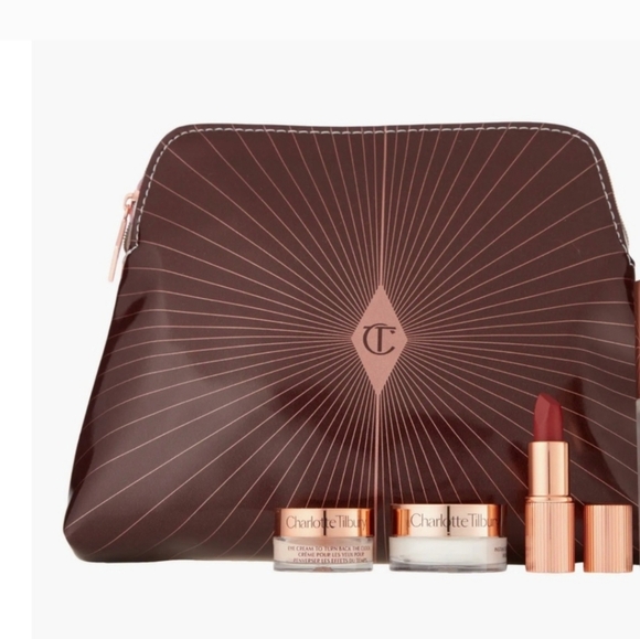 NEW! Charlotte Tilbury, Darling Get Your Glow On Pouch + 7 Piece Bundle - Picture 1 of 8
